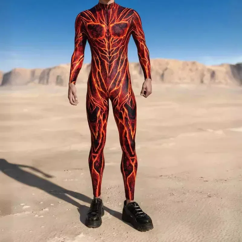 Body pour hommes, impression Cyber 3D, lignes irrégulières, combinaison Steampunk, Costume de Cosplay d'halloween, Catsuit, fête de carnaval, nouvelle collection 2025 ★ ★