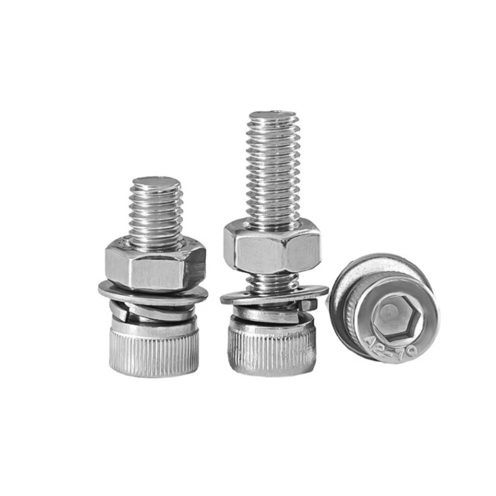 216 قطعة 304 مسدس من الفولاذ المقاوم للصدأ المقبس المسمار المكسرات مجموعة أسطواني رئيس الترباس المسمار الربيع غسالة شقة غسالة M5 الترباس