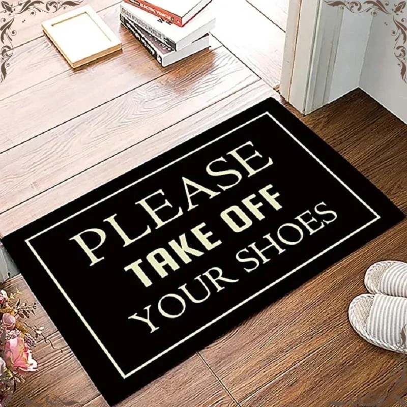 Please Take Off Your Shoes Doormat Luxury Home Decorations Indoor Entrance Mats Rugs Non Slip Flannel Front Door Welcome Mat