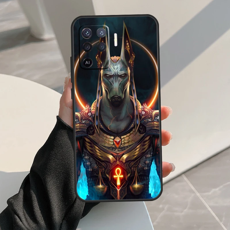 مصر نفرتيتي أنوبيس عنخ حافظة لهاتف اوبو A5 برو A15 A17 A57 A77 A18 A38 A58 A78 A98 A94 A74 A54 A16 A76 A96 A40 A60 A80 #2