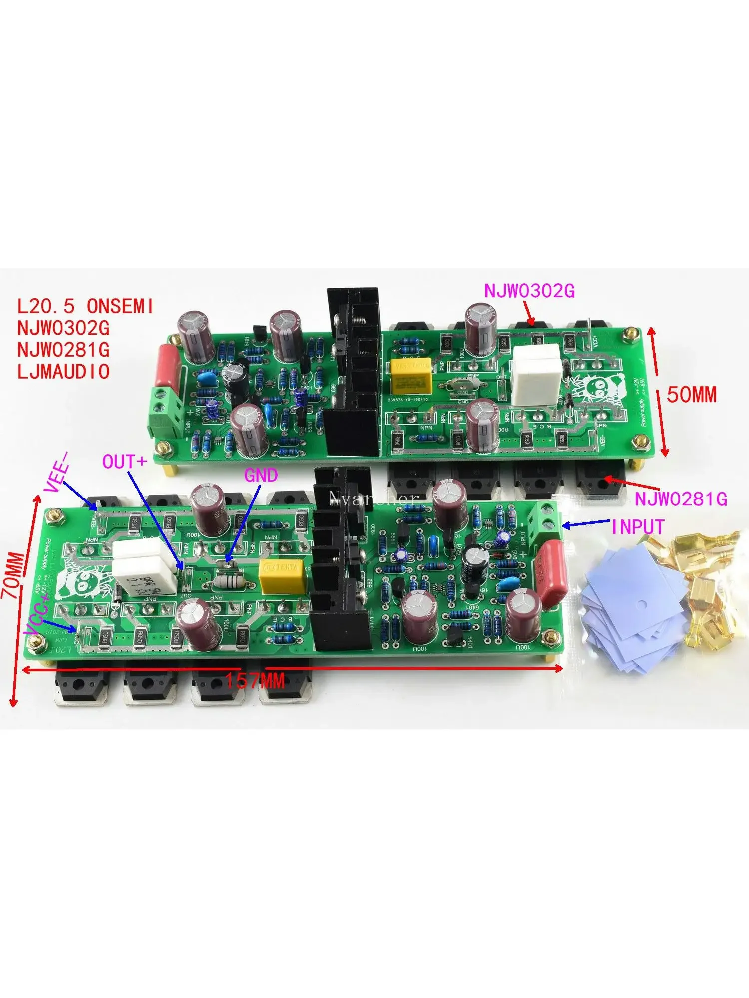 Nvarcher 2PCS L20.5 Dwukanałowe Wzmacniacze Audio LJM HI-END o Bardzo Niskim Poziomie Zniekształceń Zestawy DIY i Gotowe Płytki — zdjęcie produktu 7