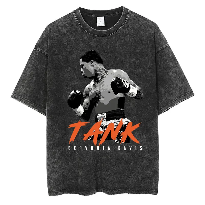 Limted Tank Gervonta Davis Vintage Washed T Shirts Men's Harajuku Oversized Fashion T Shirt Sport Boxing Champion Cotton T-shirt