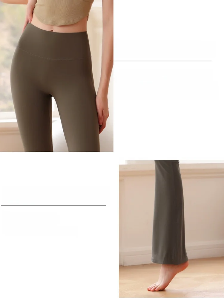 กางเกงโยคะทรงกระดิ่งเอวสูงสำหรับผู้หญิง กระชับสัดส่วน ยกกระชับสะโพก ผ้าไนลอนผสมสแปนเด็กซ์บางเบา ใส่ได้ทั้งฤดูใบไม้ผลิและฤดูใบไม้ร่วง