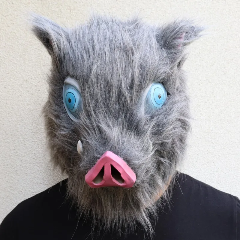 

Anime Demon Slayer Plush Hairless Style Pig Latex Mask Cosplay Hashibira Inosuke Halloween Masquerade Party Costume Prop