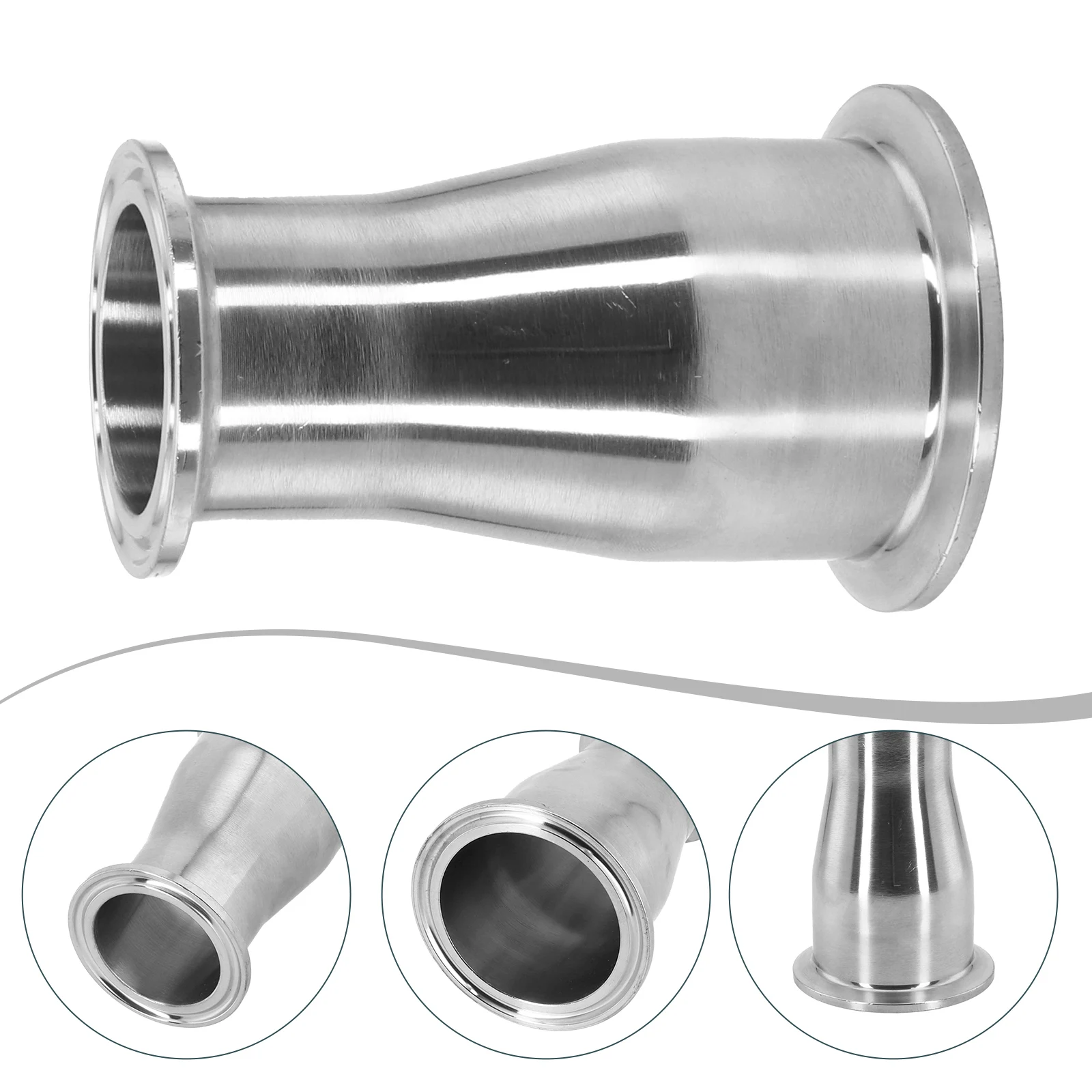 For 2 Inch To 1.5 Inch Tri Clamp Sanitary Reducer Fitting SS304 Stainless Steel Concentric Pipe Adapter For Food Beer Dairy