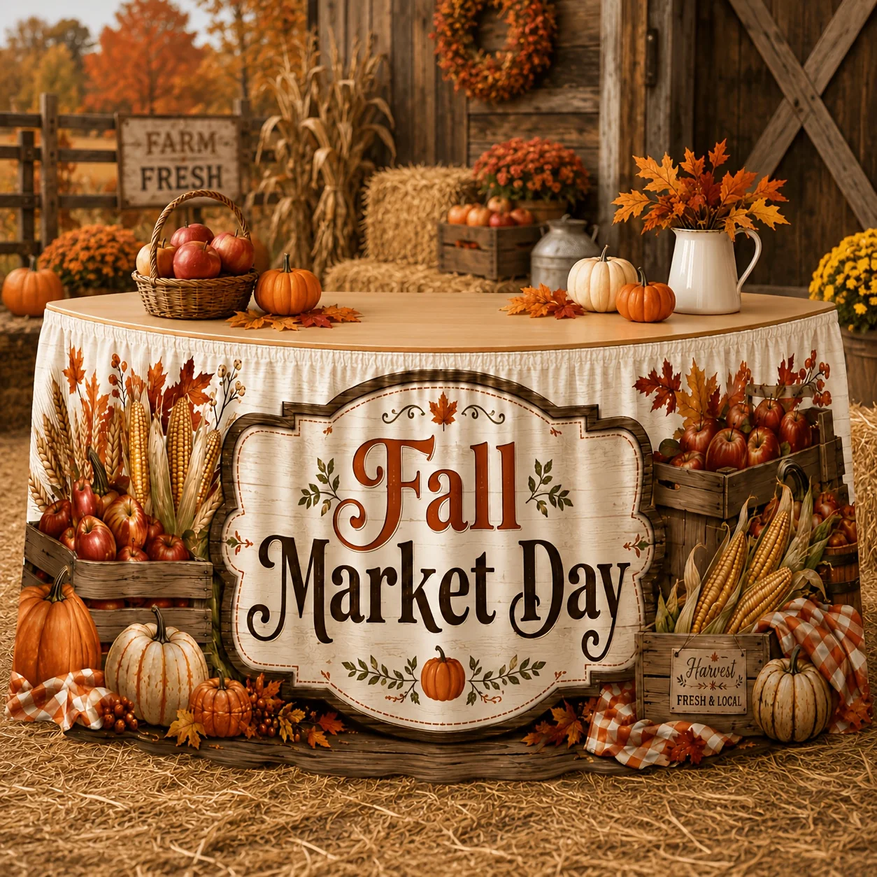 1 pc Rectangular tablecloth - A rectangular tablecloth. 1 piece. Autumn market day vintage tablecloth.zyc
