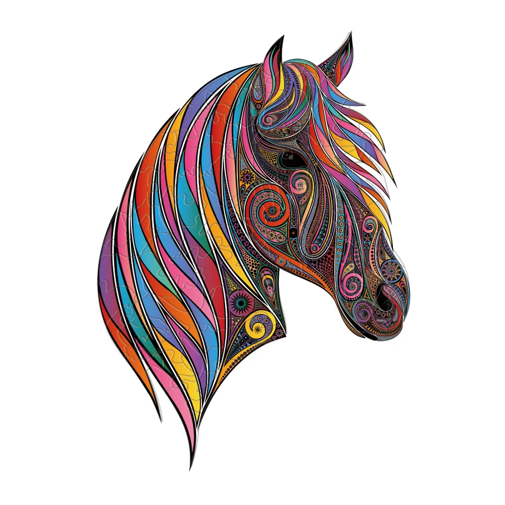 

Animal wooden puzzle horse puzzle gift for adults and children magical children toy leopard puzzle decoration gift