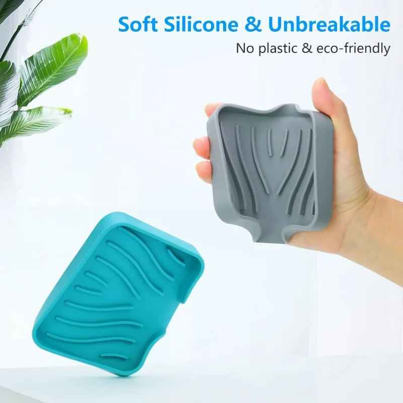 Self Draining Silicone Soap Dish Holder Waterfall Tray Waterfall Design Drains Fast to Keep Soap Dry Soap Saver