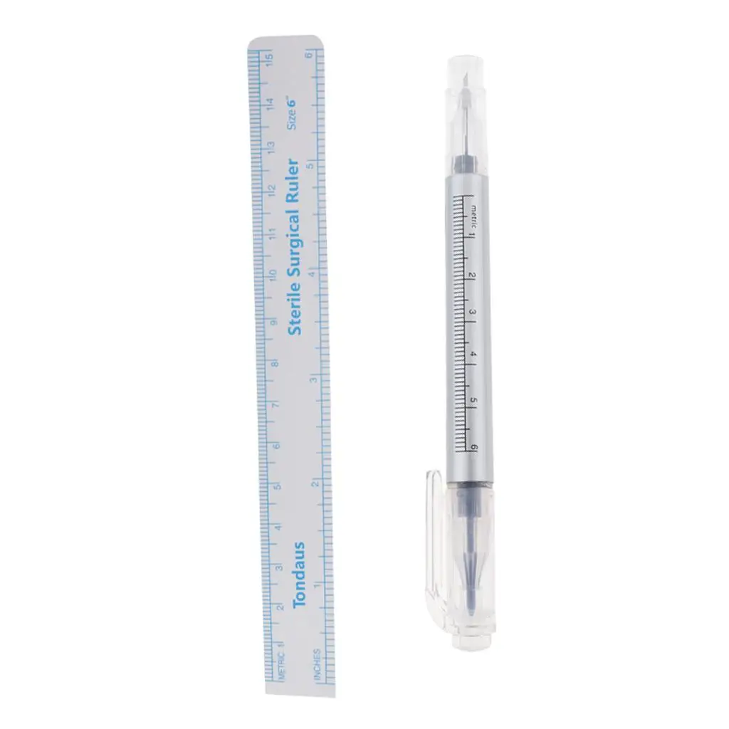 Skin Marker Pen Ruler Scribe Tool for Permanent Makeup Microblading .