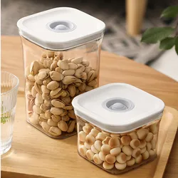 Square Hermetic Spices Candy Jars Kitchen Clear Food Storage Container Plastic Cereals Organizer Boxes Refrigerator Organizer