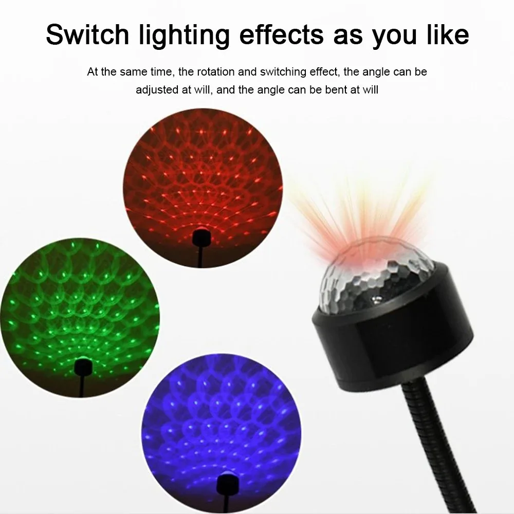 مصغرة LED سقف السيارة ستار ليلة كشاف ضوئي جو غالاكسي مصباح USB ديكور قابل للتعديل للسيارات سقف غرفة ديكور السقف #2