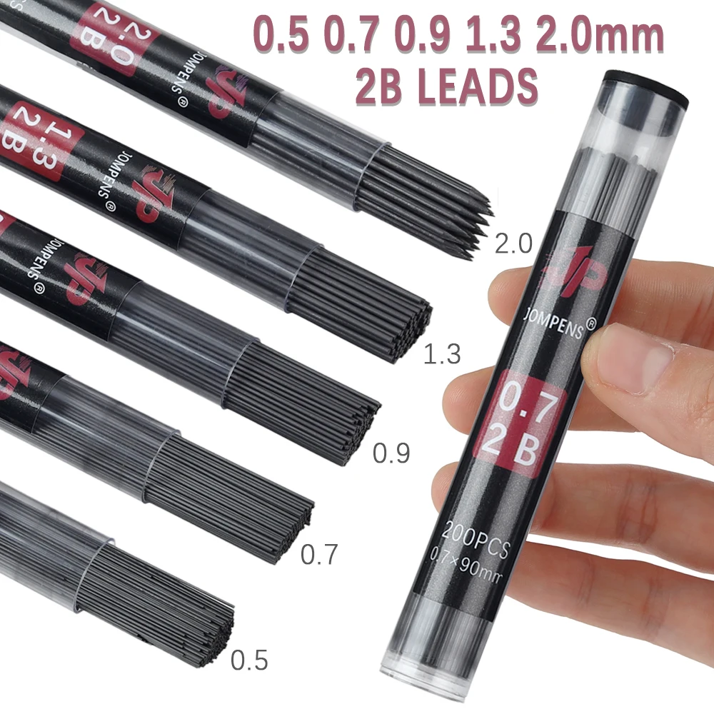 1box Large Capacity Round Tube Packaging Mechanical Pencil Lead 2B 0.5 0.7 0.9 1.3 2.0mm Lead Drawing Writing Stationery
