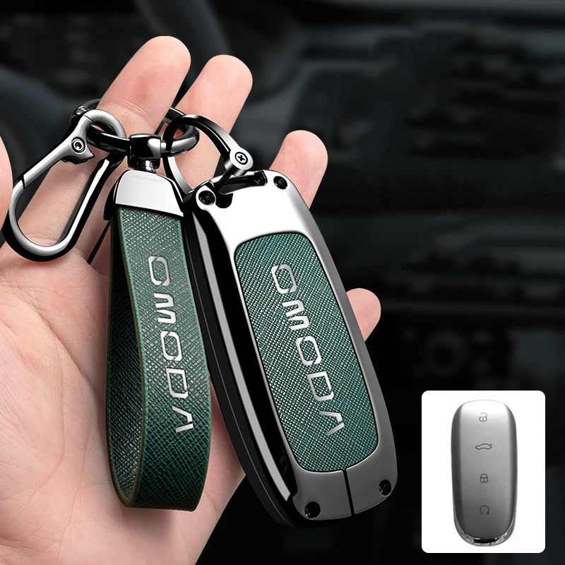 Zinc Alloy Leather Car Key Cover Key Case Chery Omoda C7 7 SHS Phev 2025 2026 Keychain Car Remote Key Chain Car Accessories