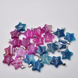 Hot selling fashion Assorted natural stone Striped agate star charms pendants for DIY jewelry making 50pcs/lot Wholesale free