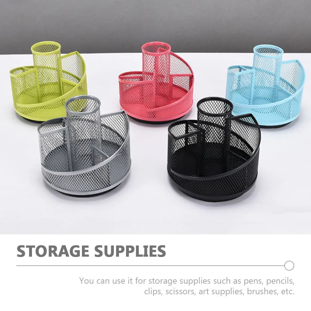 

Metal 360-Degree Rotating Pen Holder Desktop Organizer Multi-Functional Pencil Container Stationery Storage Box Makeup Brush