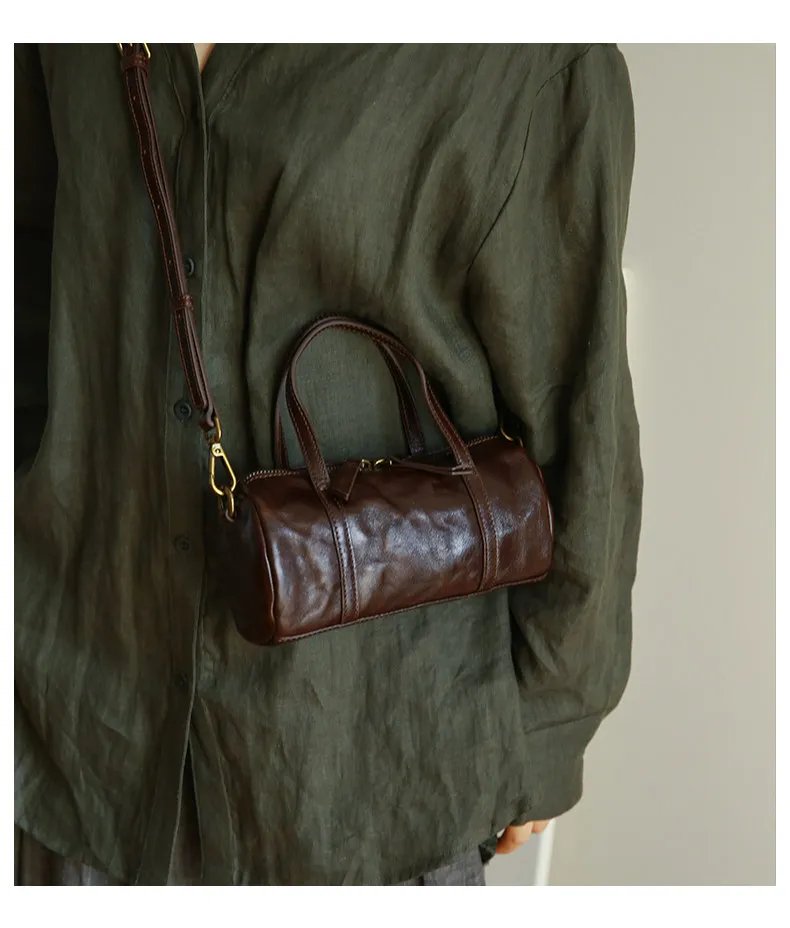 PNDME modische, lässige, handgefertigte Damenhandtasche aus erster Schicht Leder, schlichte, Vintage-Optik, echtes Leder, niedliche Mini-Umhängetasche für Damen – Detail 10