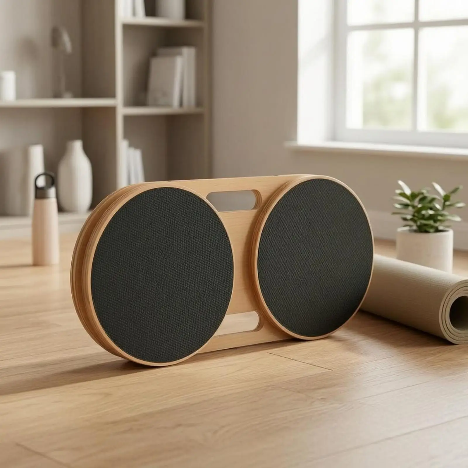Fitness Rotation Disc Wooden Balance Board with Textured Foot Pads Exercise Equipment for Home Core Training