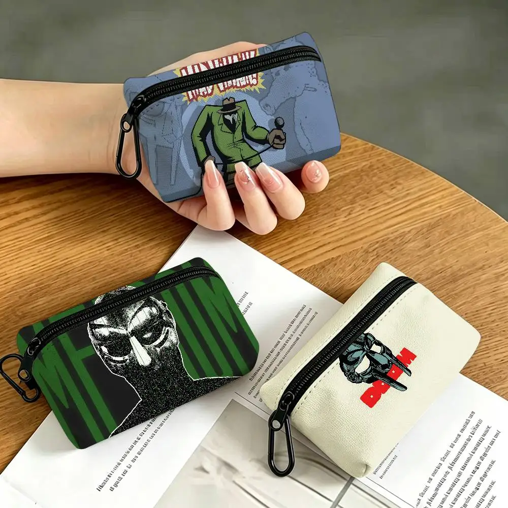 M-MF D-DOOMS Rapper Oxford Coin Wallet Detachable Carabiner Hook Compact Storage Bag For Outdoor Shopping Accessory