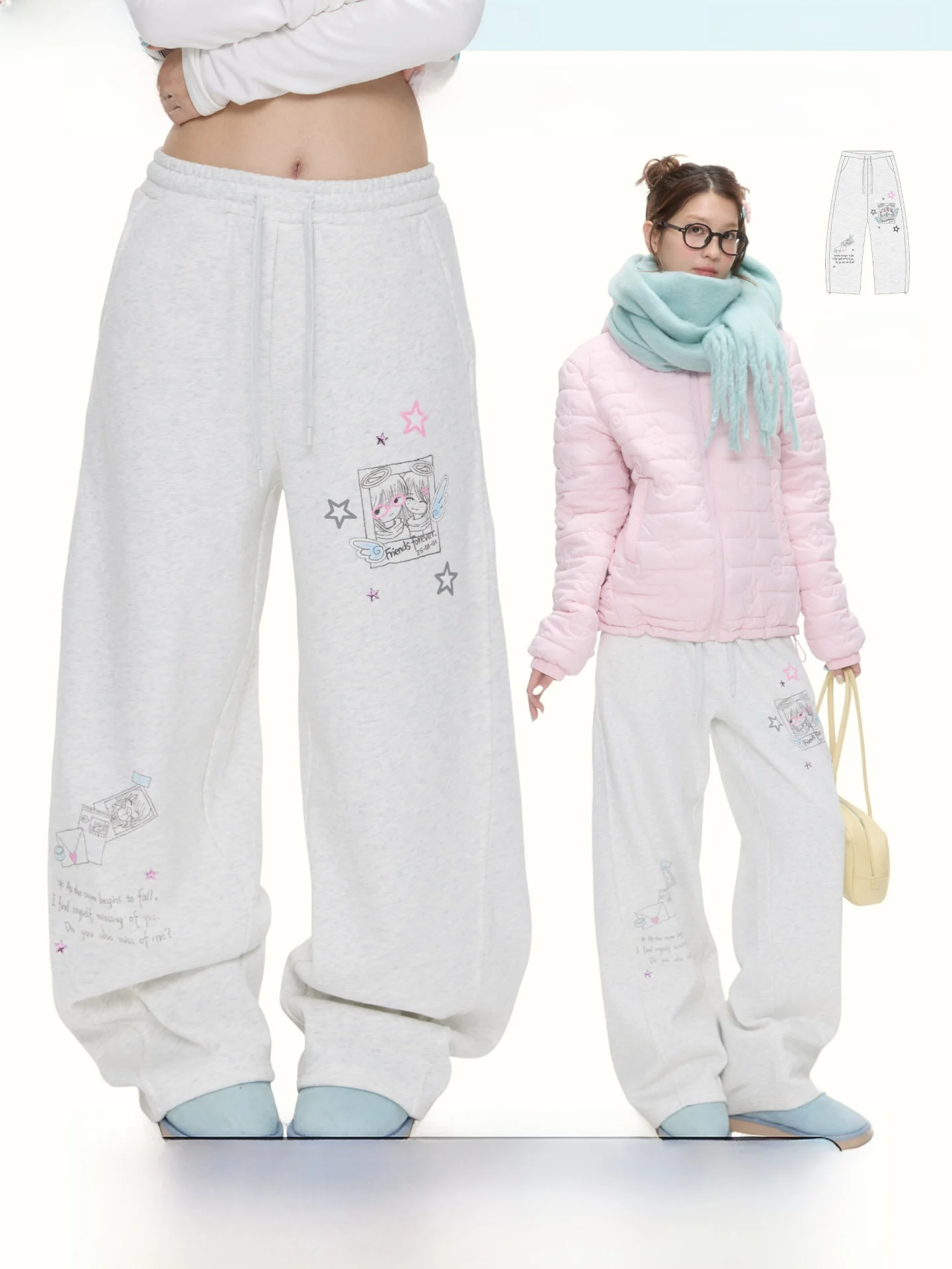 BENANDx Women's Thickened Fleece Lined Winter Straight Leg Pants Grey Slimming Casual Trousers Cotton Polyester Blend