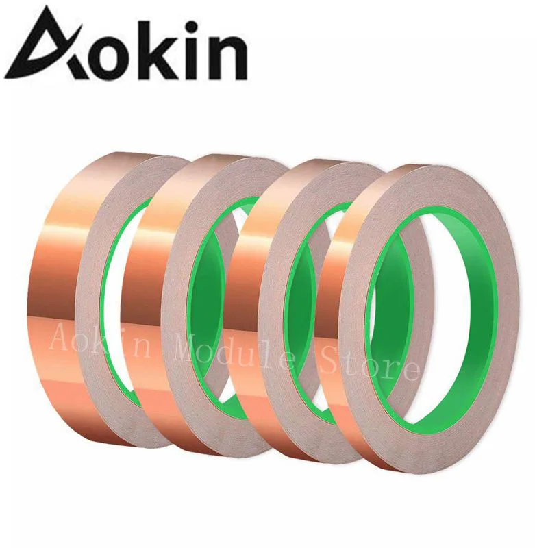 Conductive Copper Adhesive Foil Tape 3/5/6/8/10mm Double Sided Conduct Copper Foil Tapes Length 20M Conductive Tape