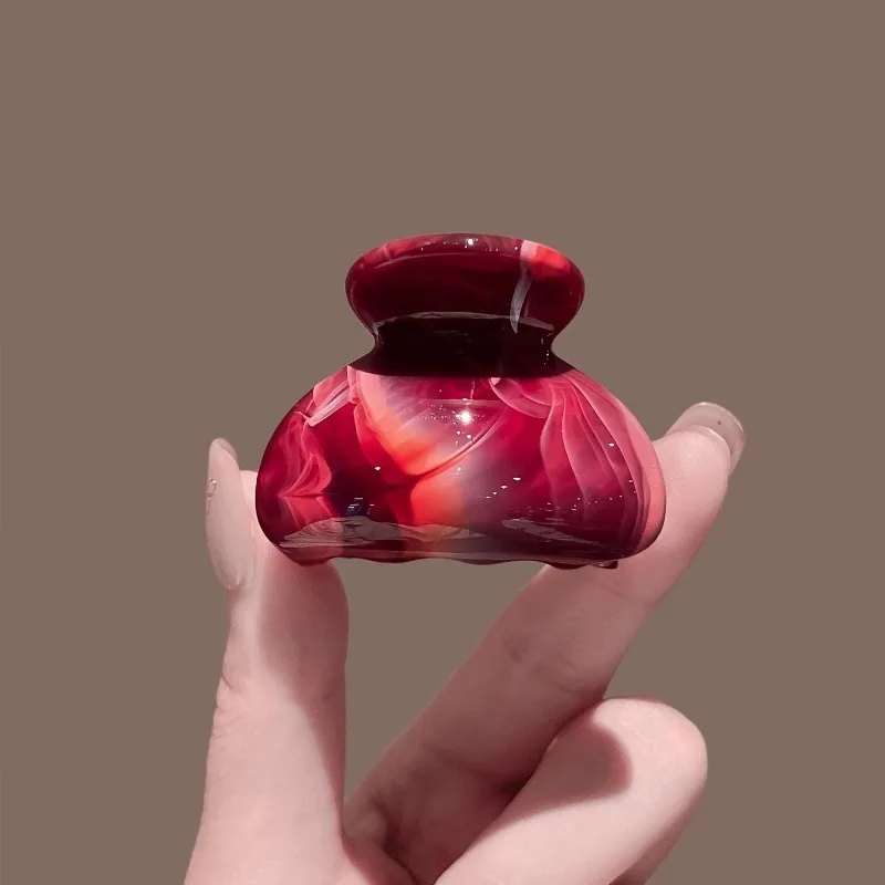 Mini Marble Swirl Claw Clip, Compact Elegant Small Hair Grab, Luxury Tint Side Clip for Bangs & Flyaways Women Styling Accessory