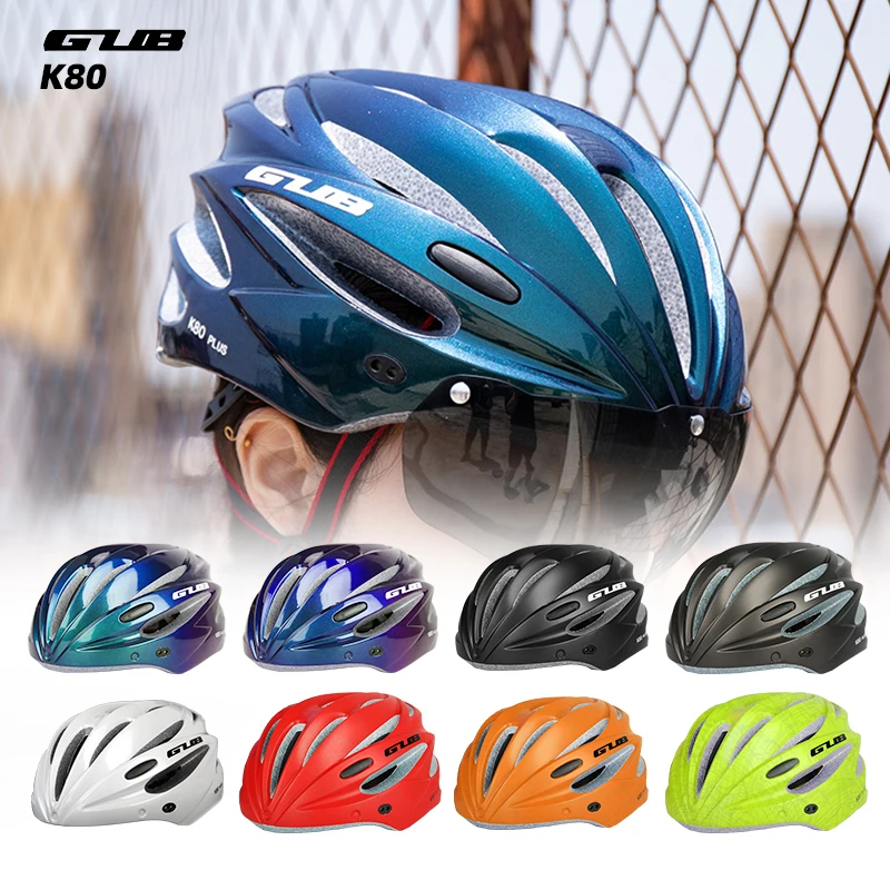 GUB K80 Ultralight Cycling Helmet With Magnetic Goggles MTB Road Bike Breathable Integrally-Molded Helmet Bicycle Safety Hat