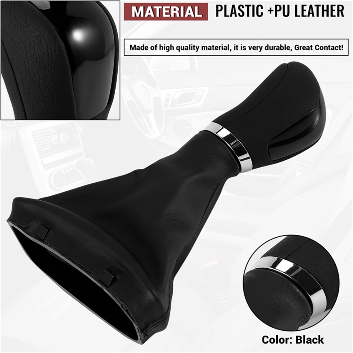 

Reliable-Black Automatic Gear Shift Knob with Gaitor Boot for Mercedes Benz W203 W204 Auto Accessories-ABIQ