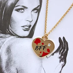 Classic Movie Jennifer's Body Inspired Bff Necklace Best Friend Forever Jennifer&needy Enamel Zircon Pendant Jewelry Gift