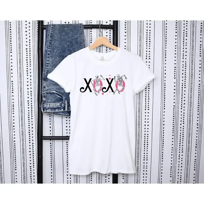 Skeleton Xoxo T-Shirt Valentinstag Paar Liebespaar Totenkopf