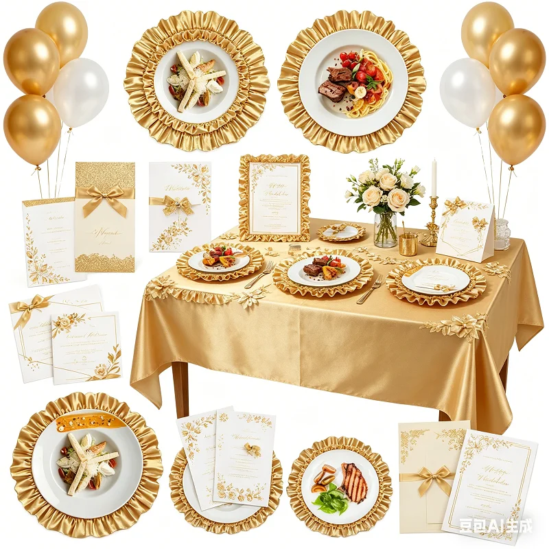 50/200pcs Wedding Party Supply Store Store stamping edge craft decoration plastic fruit plate gold glitter
