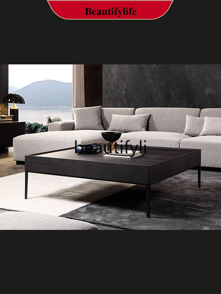 

Italian minimalist living room tea table tea table combination, modern Nordic solid wood storage coffee table