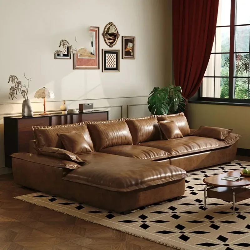 أرائك غرفة المعيشة الجلدية كبيرة الحجم مقعد الحب الشمال الحديثة الحد الأدنى أرائك غرفة المعيشة الاسترخاء Sillon كاما الأثاث العصري #1