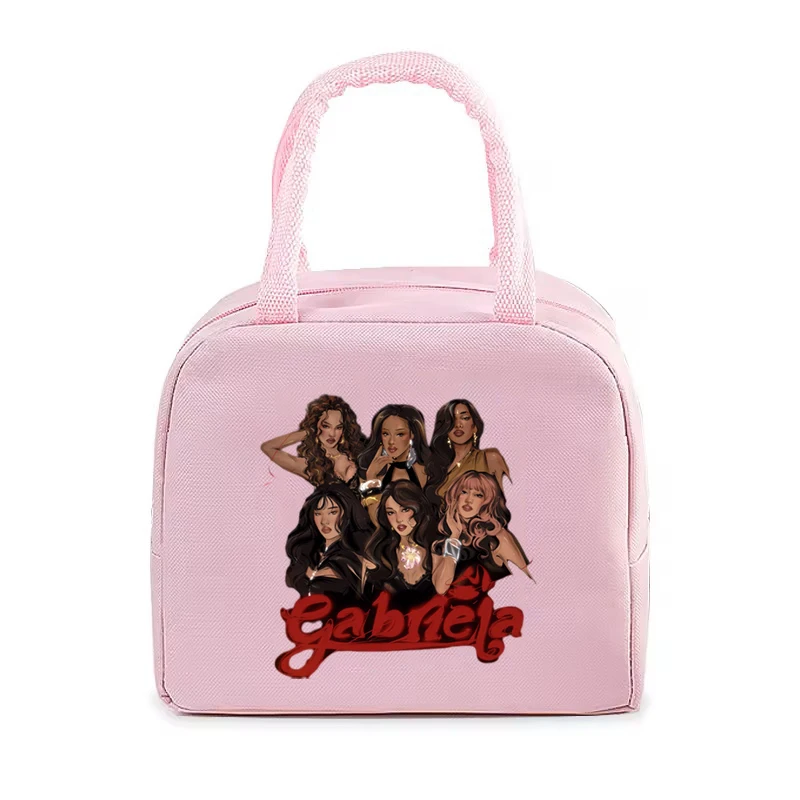 Fashion KATSEYE Print Lunch Bag Women Girl Group Katseye Graphic Bento Thermal Handbags Thickened Insulation Kids Lunch Box Bag