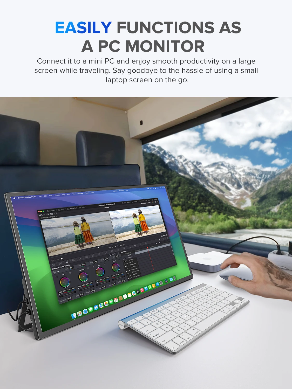 شاشة UPERFECT المحمولة مقاس 21.5 بوصة 120 هرتز، شاشة ألعاب كبيرة مع منفذ HDMI من النوع C وشاشة IPS خارجية للكمبيوتر الشخصي لأجهزة الكمبيوتر المحمولة وأجهزة Mac Mini وأجهزة الكمبيوتر والهواتف وأجهزة الألعاب