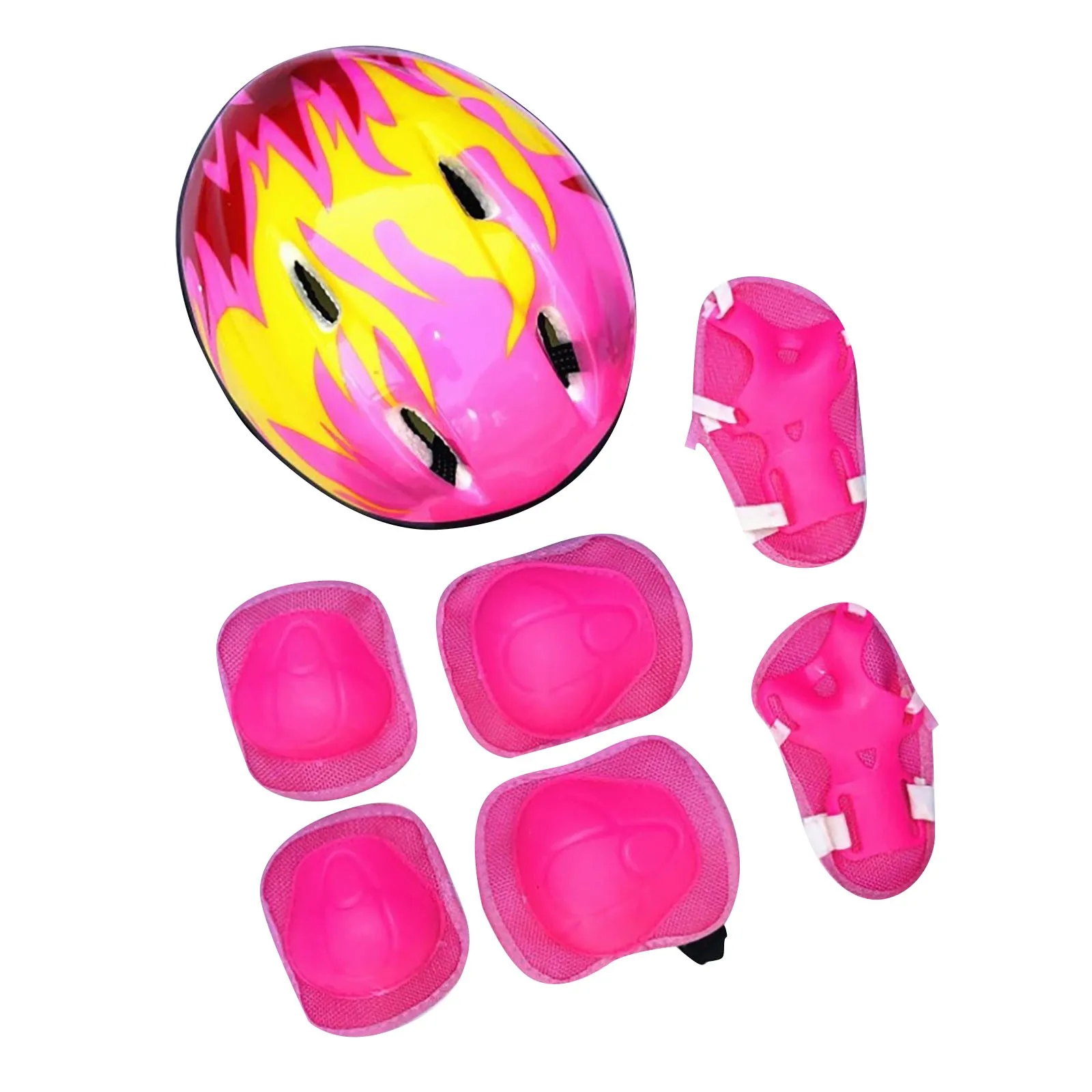 7Pcs/Set Children Helmet Breathable Shockproof Knee Elbow Wrist Pads Circling Helmet For Beginners