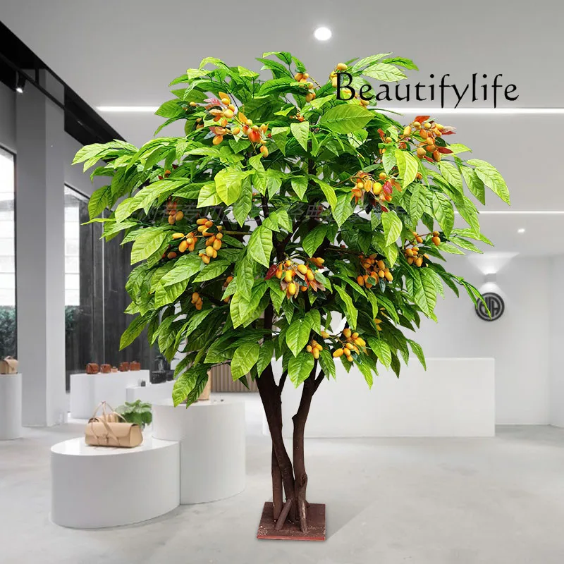 Simulation fruit tree, mango tree, apple, large plant, indoor natural solid wood customization