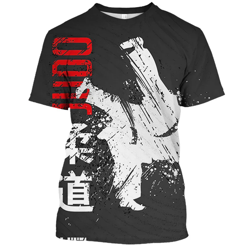 3D Taekwondo Judo stampa T Shirt bambini moda sport maniche corte uomo estate palestra abbigliamento Harajuku Tee Shirts Cool Tops