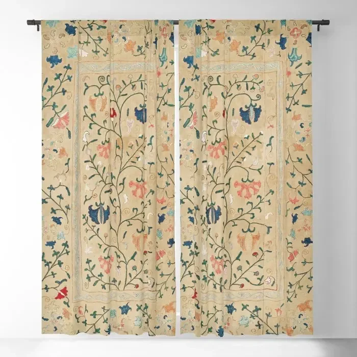 Uzbequistão Suzani Nim Cortinas Blackout Impressão 3D Cortinas de Janela para Quarto Sala de estar Decoração Tratamentos de Janela