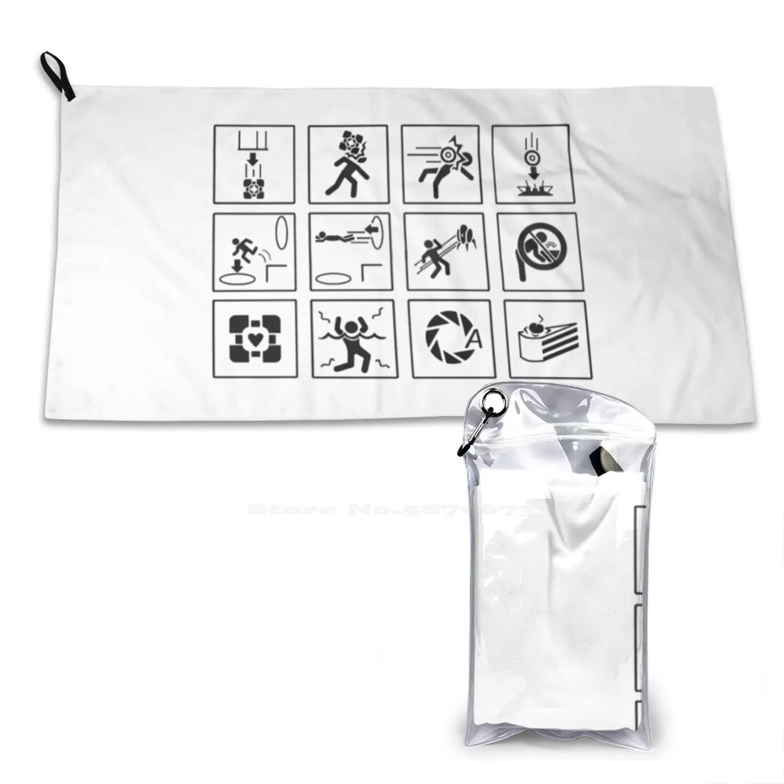 Portal Signs Soft Towel Quick Dry Beach Towel Signs Valve Portal 2 Portal Game Glados Video Game Steam Half Life 2 Gaben Portal