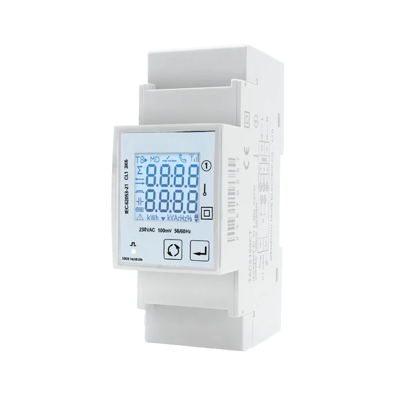 SDM2100CT Power Energy Meter Single Phase Electricity Wattmeter 50A/100MV 230V RS485 Pulse/Modbus Output kWh V A PF For PV