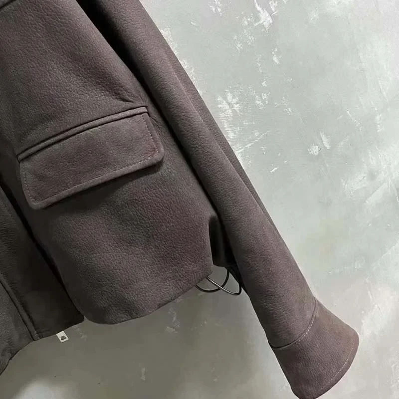 Kurze Damen-Jacke aus echtem Leder, Frühling und Herbst 2022, modisch importierte türkische Lederstoffe, stilvoller Mantel für Damen