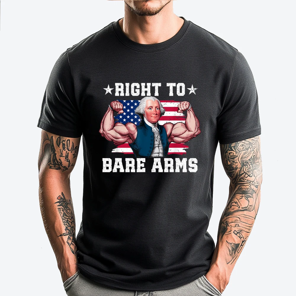 

Right To Bare Arms Us Flag 4th Of July Funny Gym Workout Hiphop Streetwear Unisex Camisetas De Hombre Design