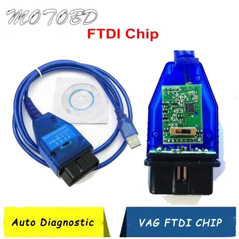 NEW FTDI Chip Auto Car Obd2 Diagnostic Cable for Fat VAG USB VAG KKL VAG USB Interface Car Ecu Scan Tool 4 Way Switch