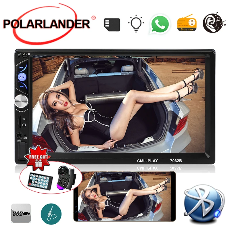 

7" 2 Din Touch Screen Car Stereo Support Steering Wheel Control Rear View Camera MP5 Player