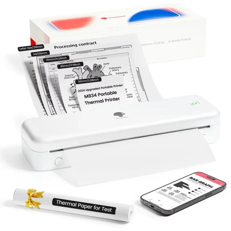 Wireless Portable Handheld Thermal Printer Monochrome 300Dpi 2600mAh Battery Home Office Travel Mini Other Supplies