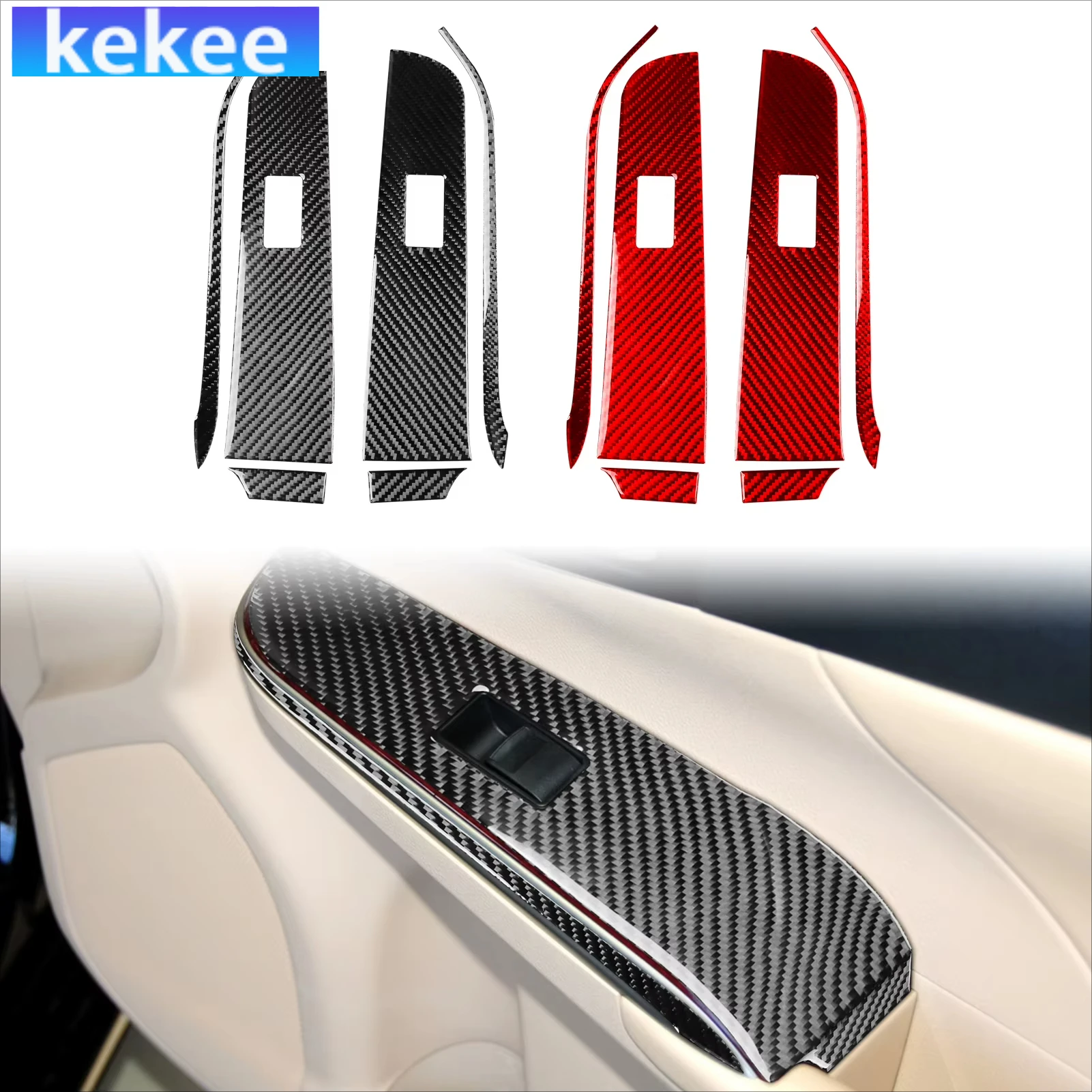 

For Toyota Camry XV50‌ 7th 2012-2014 Carbon Fiber Rear Window Lifting Control Car Accessories Interior Cover Decorative Stickers