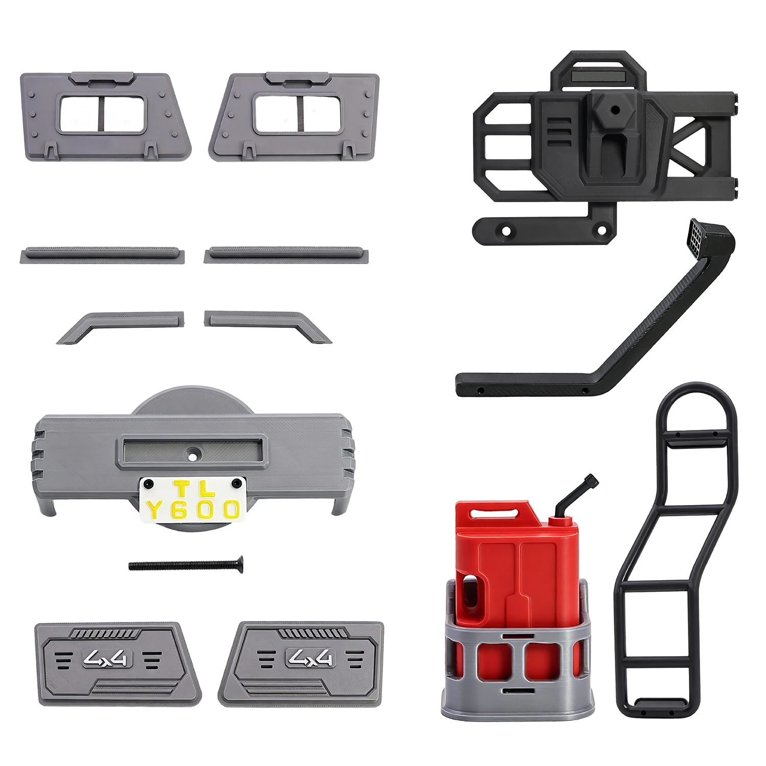 Yikong Yk4107 1/10 RC car Simulation Side Pedal Snokle Oil Drum Window Guard Guard Board Rain Eyebrow DIY Modification Parts