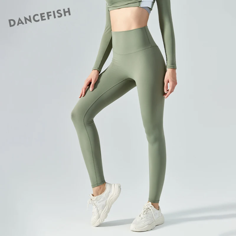 DANCEFISH Women Long Pants High Waist Refuse Embarrassment Only One Size Exercise Sport Yoga Leggings