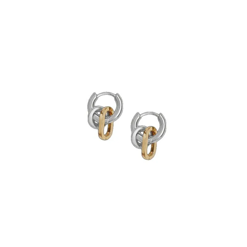 

2026 Newest Modern Two-tones Trinity Small Hoop Huggie Earrings Unisex 14K Gold Filled Multi-rings Ear Buckle Women Men Jewelry