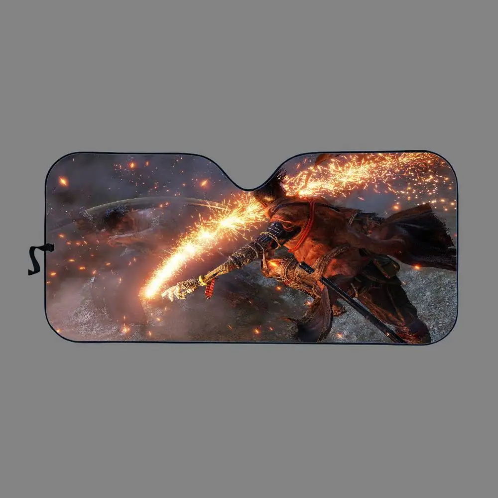 S-Sekiro S-Shadows يموت T-Twice الكرتون نافذة رقائق ساخنة الزجاج الأمامي ظلة نافذة السيارة الأمامية قناع سيارة أدوات حماية الطاقة الشمسية #4